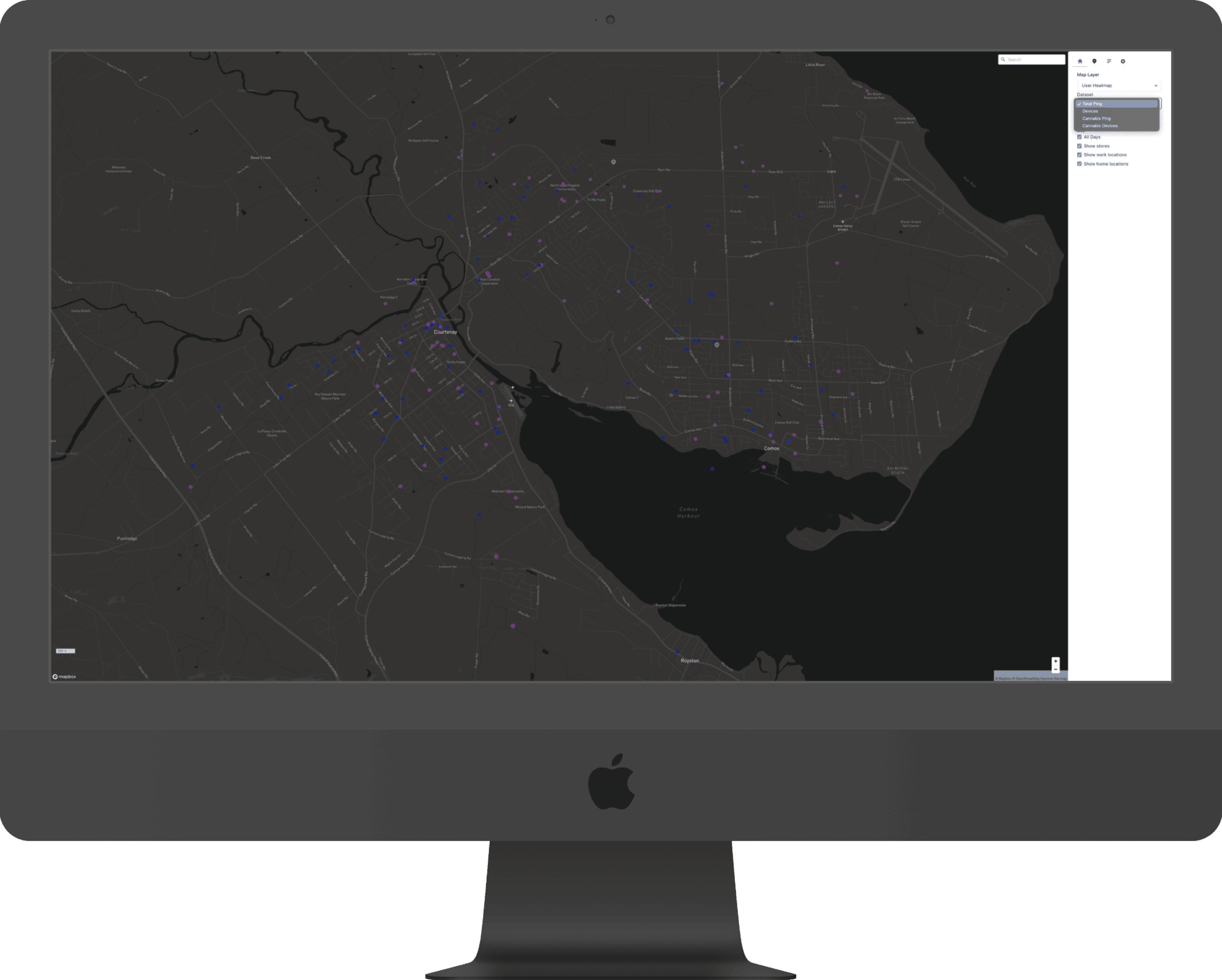 Computer displaying mapping software