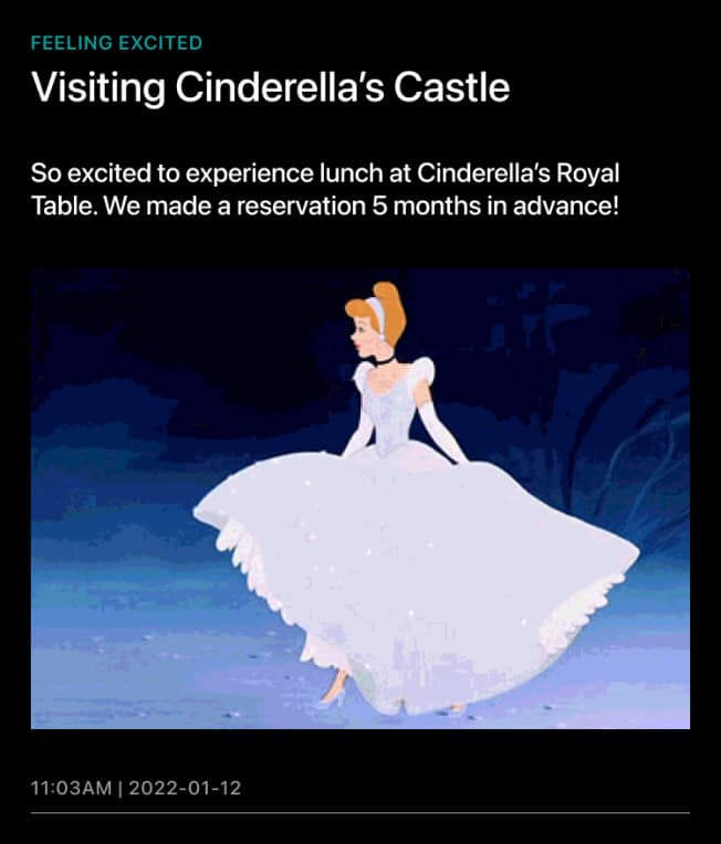 Screenshot of a user's event reservation