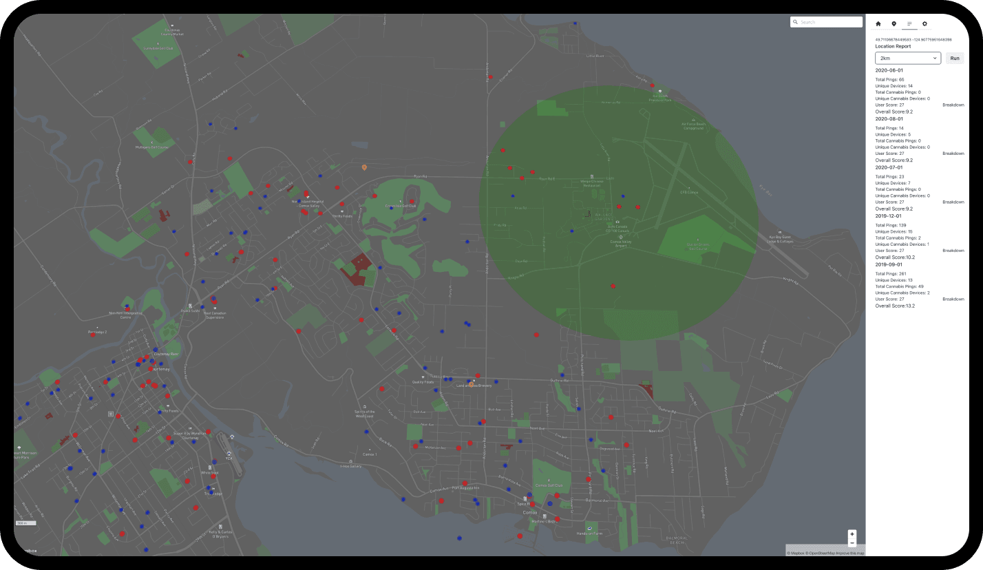 Tablet displaying map software