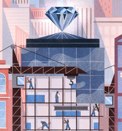 Artwork of a building being constructed