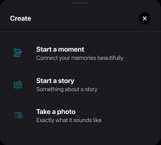 Screenshot of KnowMe app actions menu