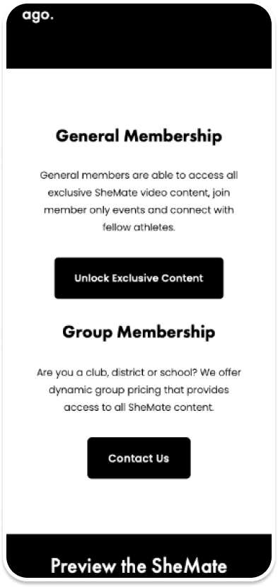 Image of a phone showing the SheMate website membership page