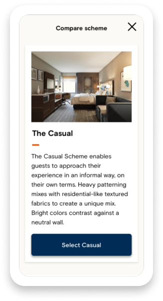 Hotel Furniture screenshot: Compare schemes